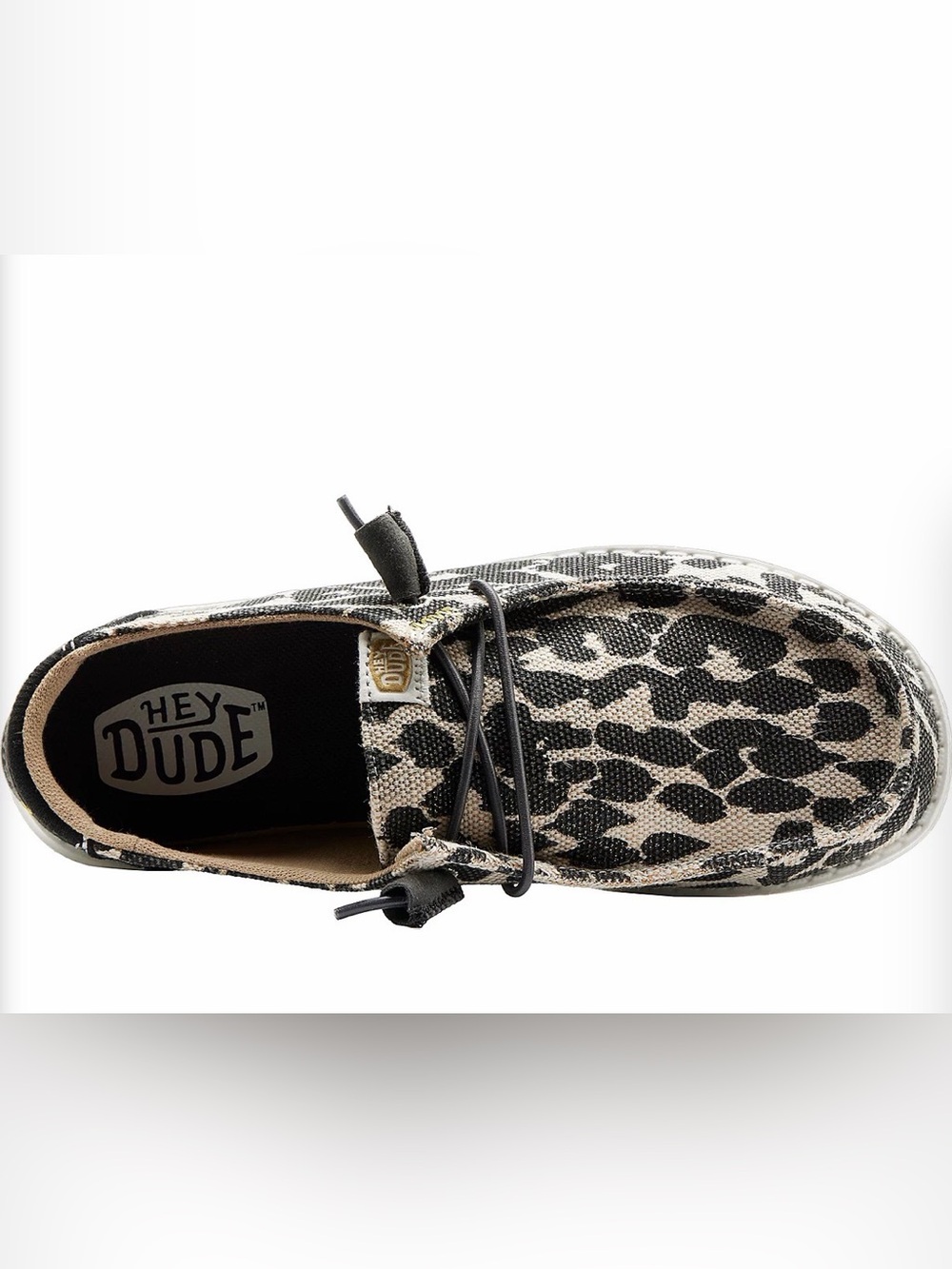 Hey Dude Women's Leopard Print Slip-On Moccasin - Black/Cream